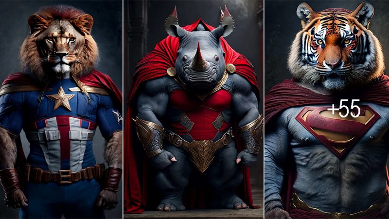 When Wild Animals turns Superheroes AI-drawn works of art