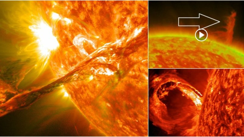 Solar tornadoes 14 times the size of the Earth stacked on top of each other captured by NASA on video.