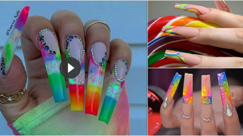 These rainbow-inspired nail art designs will add a pop of color to your nails.