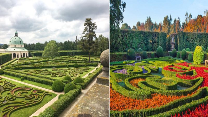 Aerial View of the Flower Garden and Rotunda: An Enchanting Tapestry of Nature’s Beauty