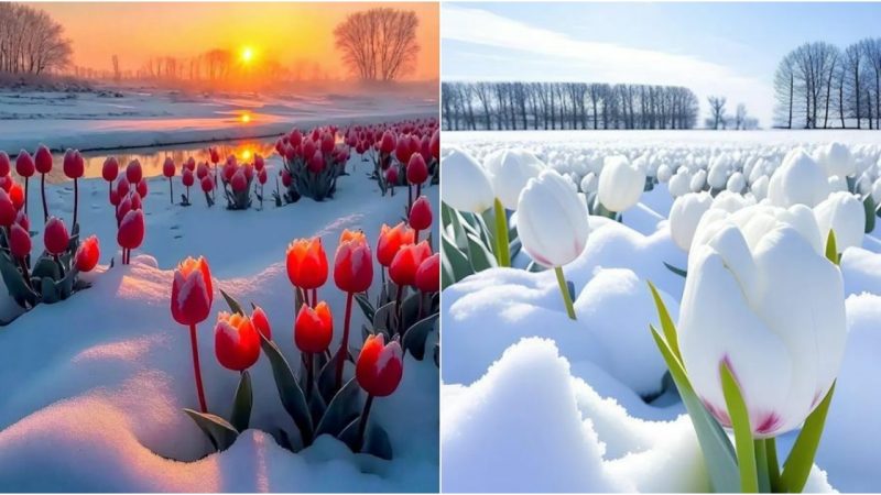 Flowers in the snow: resilient and extremely beautiful