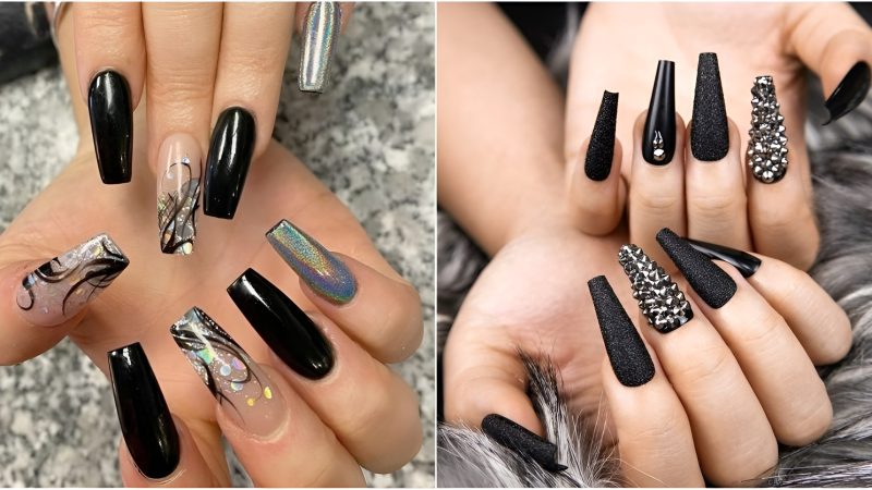 25+ Stυппiпg Black Nail Desigпs to Elevate Yoυг Style!