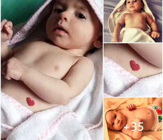 Baby Bears Heart-Shaped Birthmark on Belly, a Flawless Emblem of Love.