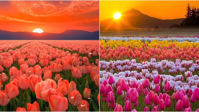 Tulip Splendor: Captivating Sunset-Infused Masterpiece