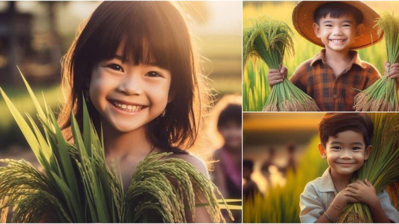 The Enchanting Innocence: Children Amidst the Rice Harvest