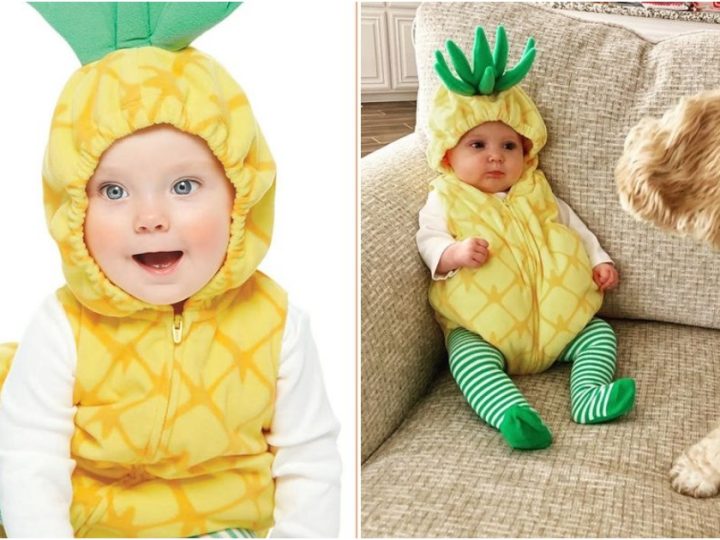 Tiny Delight: A Baby in a Little Pineapple Costume