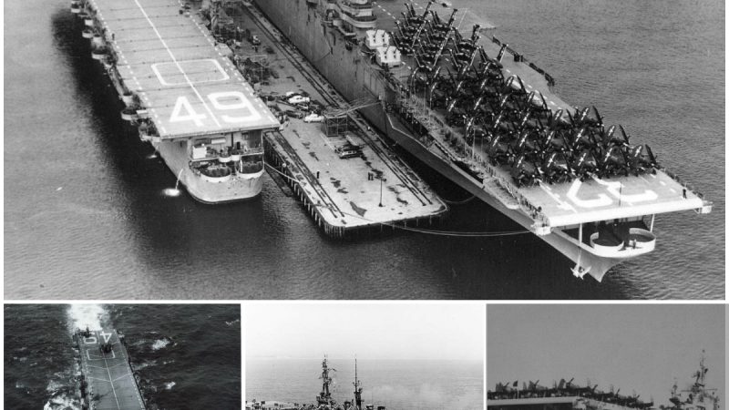 Naval Titans of History: USS Leyte (CV-32) and USS Wright (CVL-49) Anchored at Quonset Point, 1950