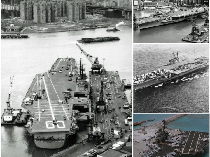 Majestic Legacy: USS Saratoga (CVA-60) Docked at Brooklyn Navy Yard, May 1956