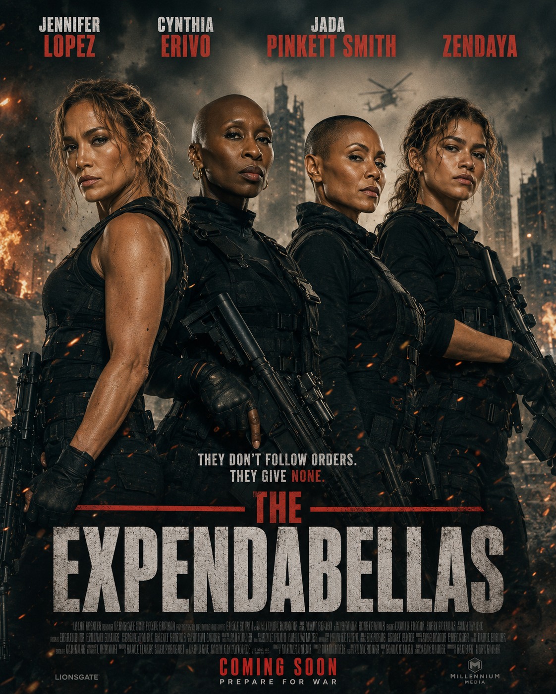 “The Expendabelles”: What If Hollywood Really Assembled Jennifer Lopez, Cynthia Erivo, Jada Pinkett Smith, and Zendaya?
