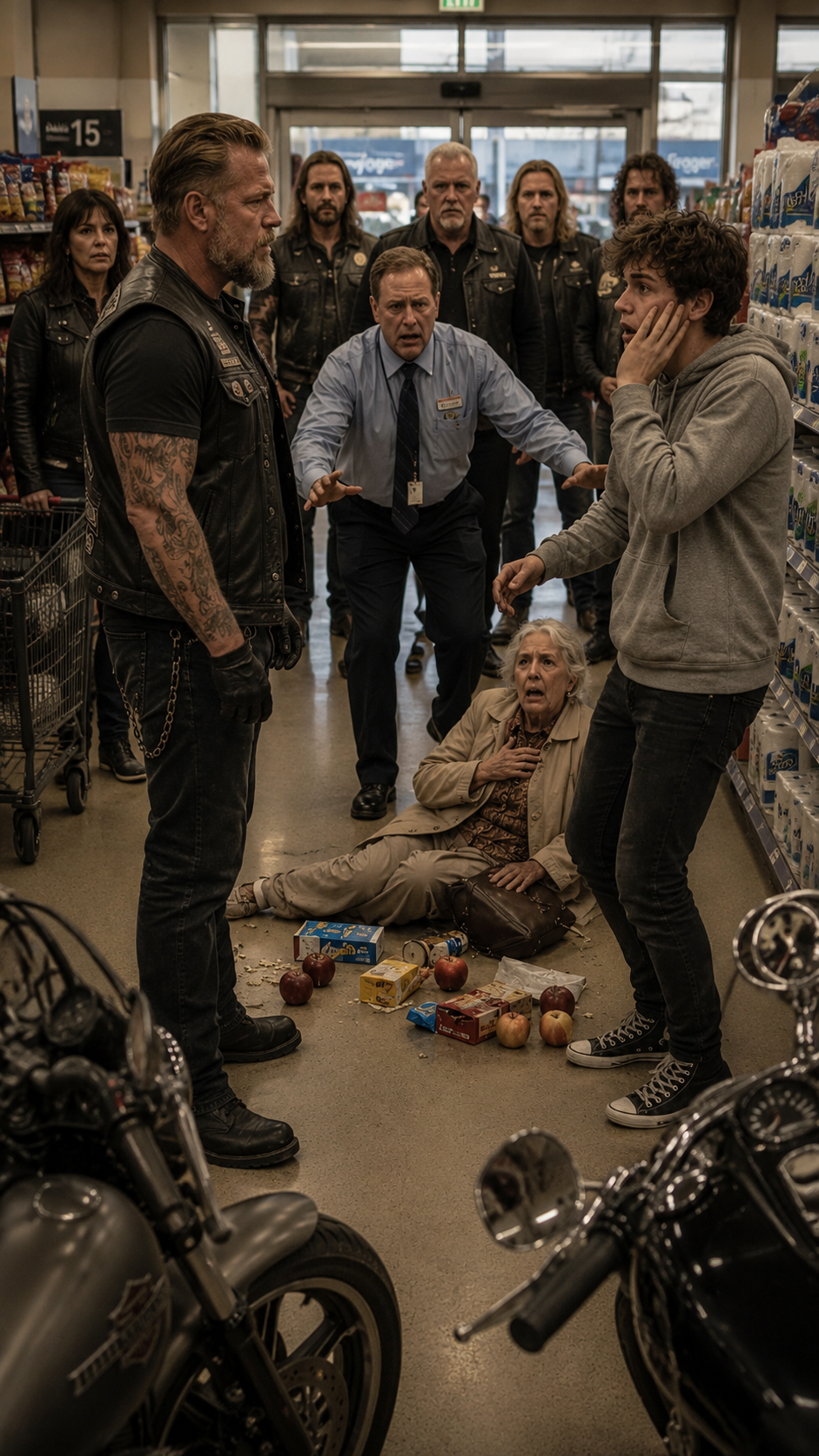 A Biker Slapped a Teen in a Crowded Supermarket — Then the Security Footage Revealed What Happened First