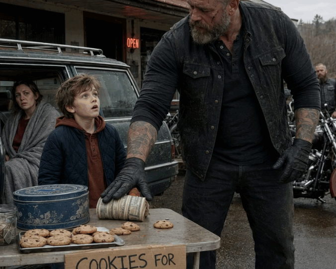 A Huge Biker Bought Every Cookie From a Homeless Boy—Then Locked the Cookie Tin and Called the Sheriff