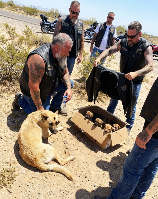 The Mother Dog Ran Ahead of Our Bikes Through the Desert — Then Collapsed Beside a Moving Cardboard Box (Part 2)